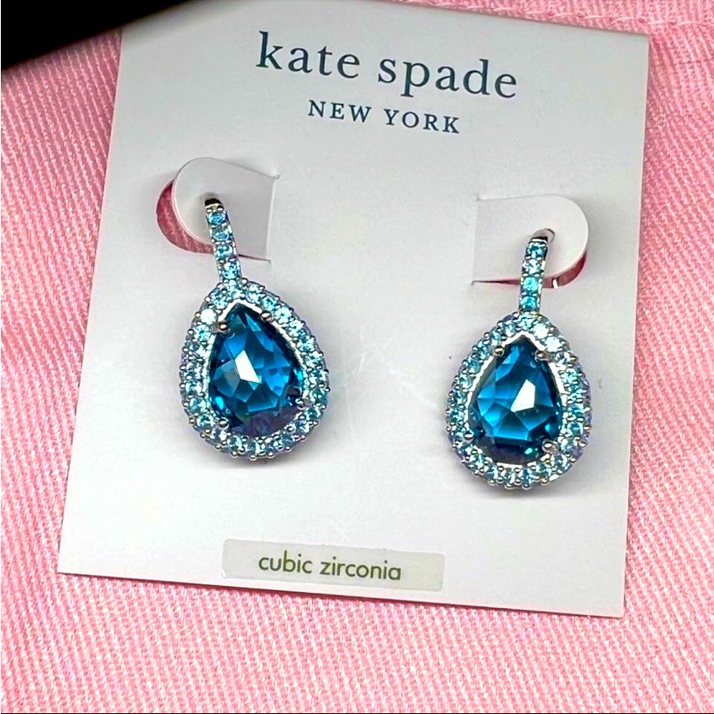 Kate Spade cubic zirconia pavé halo drop earrings
